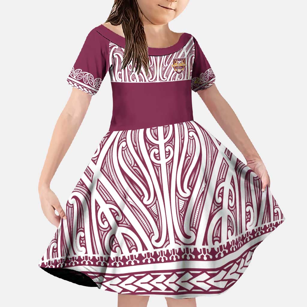 Queensland Maori Nga Hau E Wha Custom Family Matching Off Shoulder Maxi Dress and Hawaiian Shirt Polynesian Maori Tribal Pattern