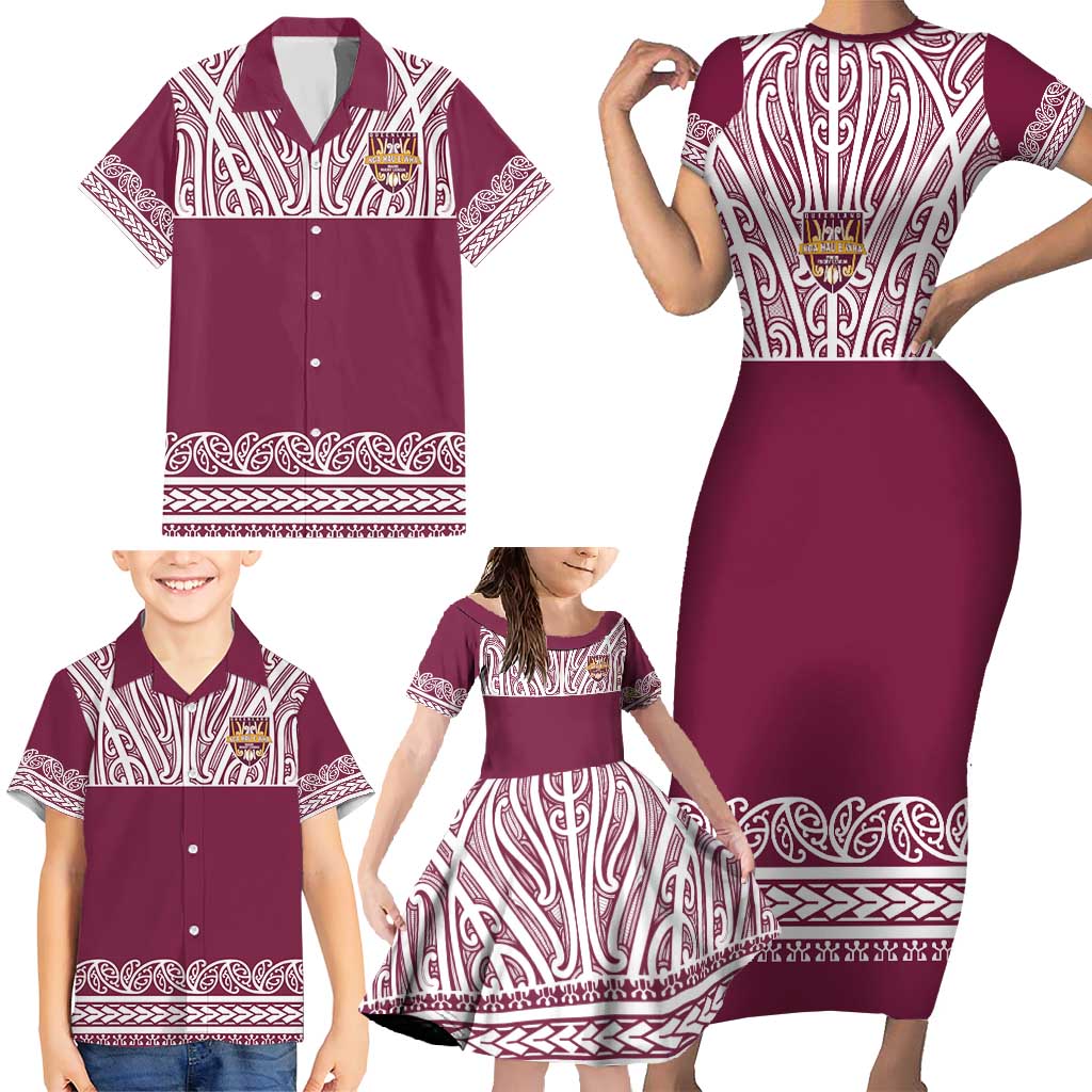 Queensland Maori Nga Hau E Wha Custom Family Matching Short Sleeve Bodycon Dress and Hawaiian Shirt Polynesian Maori Tribal Pattern LT9 - Polynesian Pride
