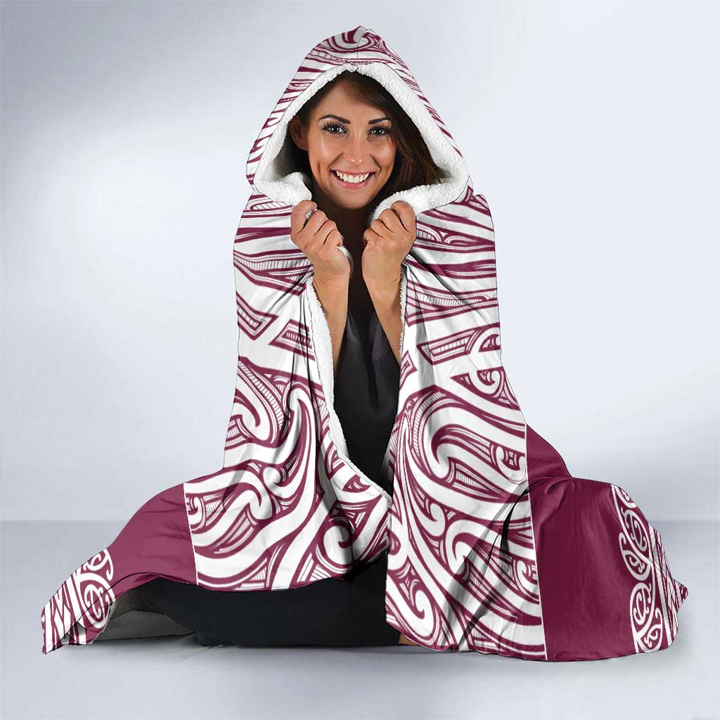 Queensland Maori Nga Hau E Wha Custom Hooded Blanket Polynesian Maori Tribal Pattern