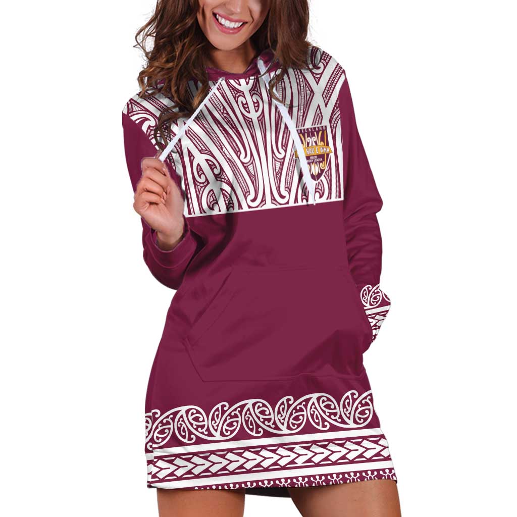 Queensland Maori Nga Hau E Wha Custom Hoodie Dress Polynesian Maori Tribal Pattern LT9 Maroon - Polynesian Pride
