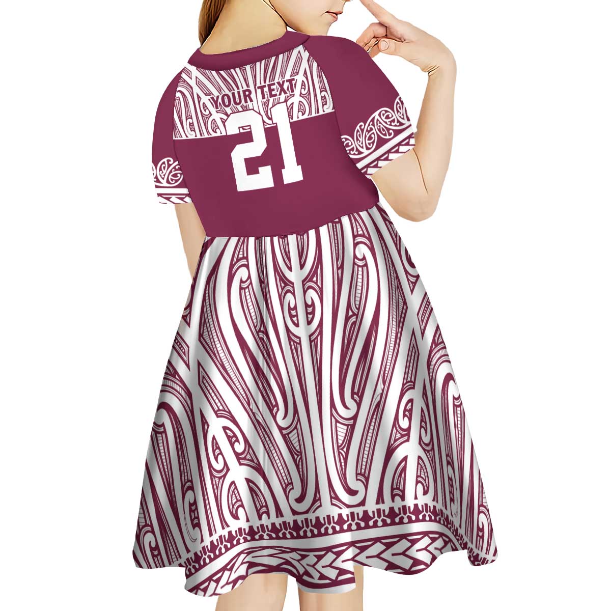 Queensland Maori Nga Hau E Wha Custom Kid Short Sleeve Dress Polynesian Maori Tribal Pattern