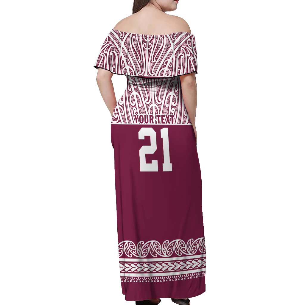 Queensland Maori Nga Hau E Wha Custom Off Shoulder Maxi Dress Polynesian Maori Tribal Pattern LT9 - Polynesian Pride
