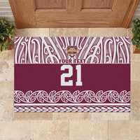 Queensland Maori Nga Hau E Wha Custom Rubber Doormat Polynesian Maori Tribal Pattern LT9 Maroon - Polynesian Pride