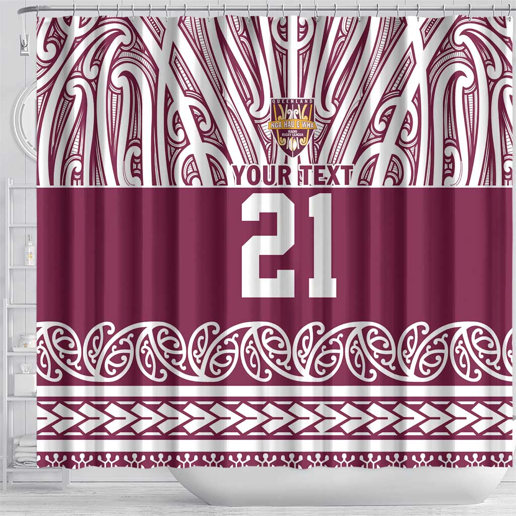 Queensland Maori Nga Hau E Wha Custom Shower Curtain Polynesian Maori Tribal Pattern