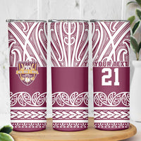 Queensland Maori Nga Hau E Wha Custom Skinny Tumbler Polynesian Maori Tribal Pattern