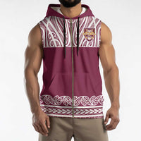 Queensland Maori Nga Hau E Wha Custom Sleeveless Zip Hoodie Polynesian Maori Tribal Pattern - Polynesian Pride