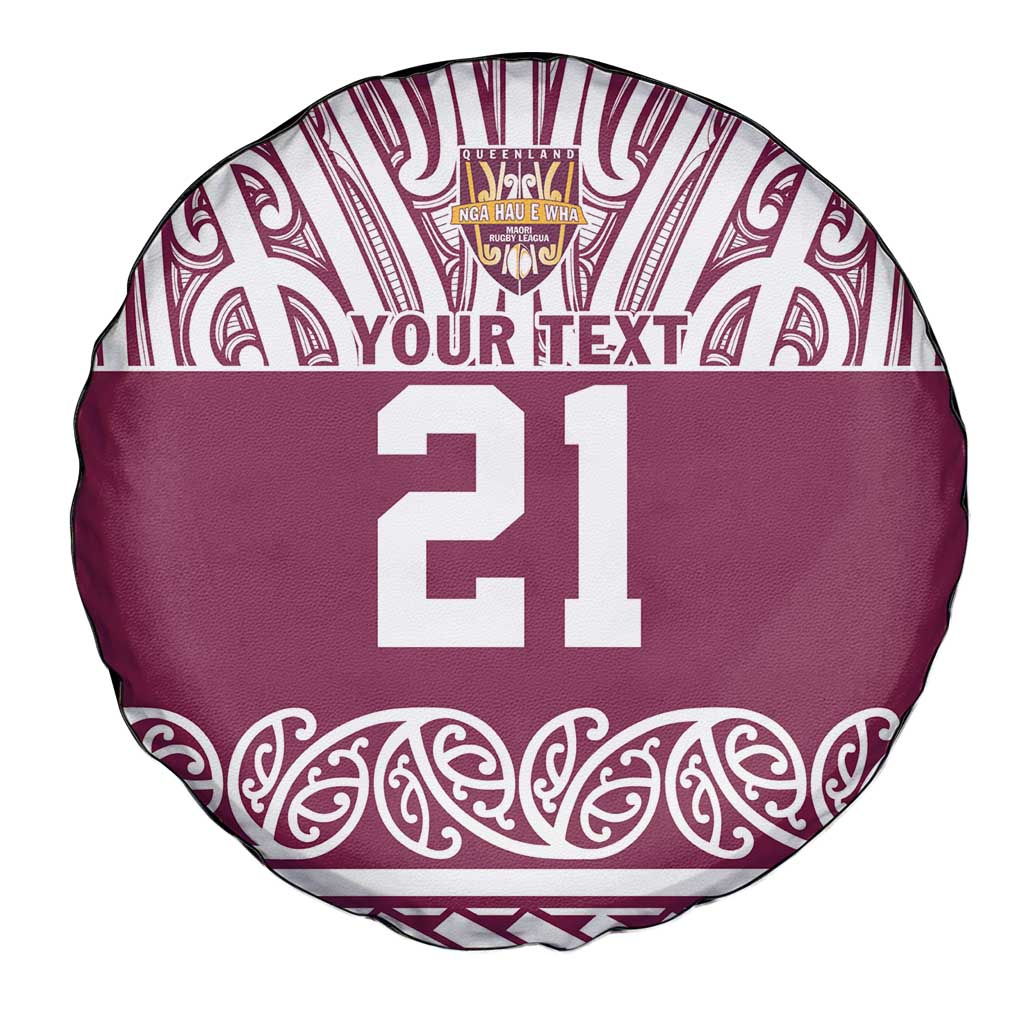 Queensland Maori Nga Hau E Wha Custom Spare Tire Cover Polynesian Maori Tribal Pattern