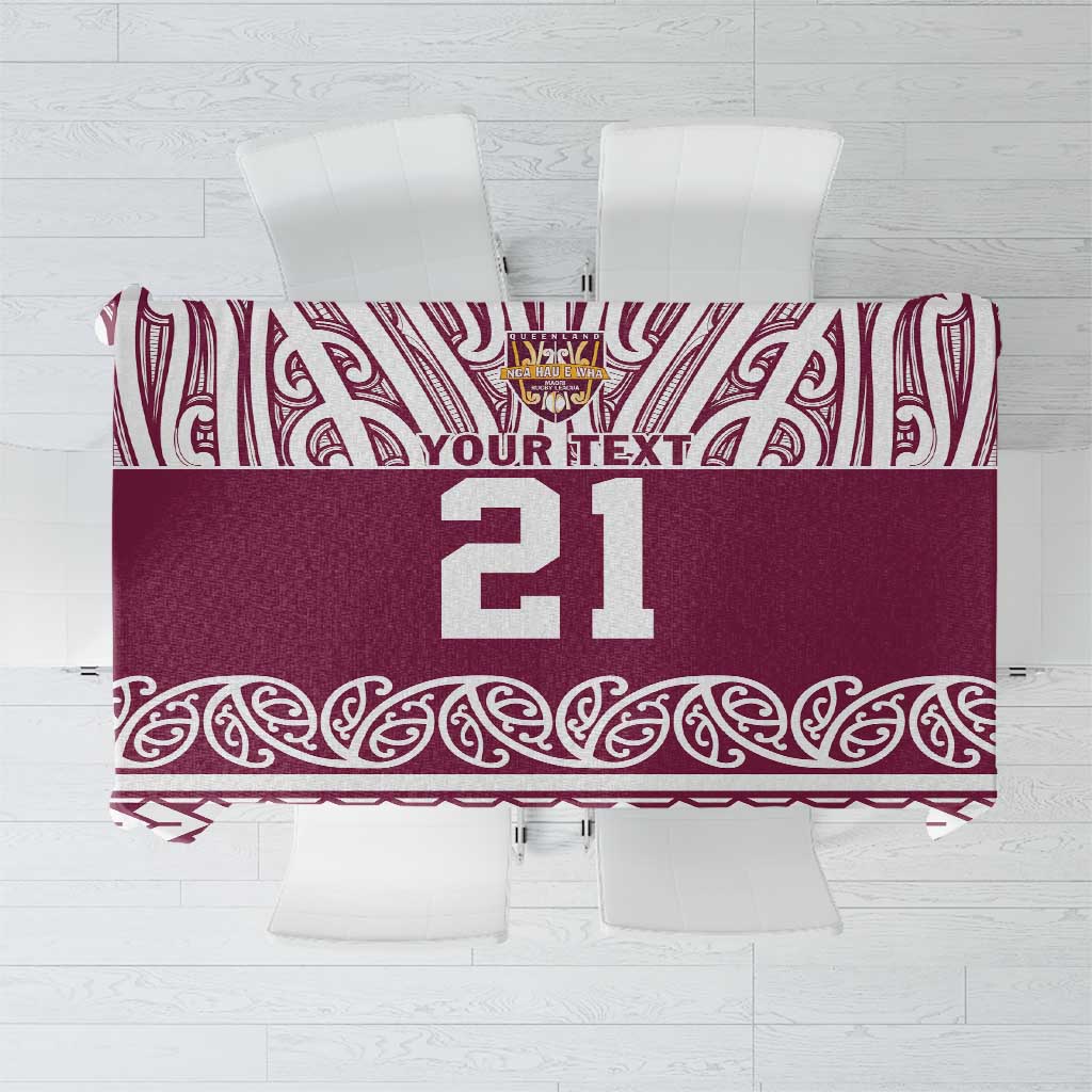 Queensland Maori Nga Hau E Wha Custom Tablecloth Polynesian Maori Tribal Pattern LT9 Maroon - Polynesian Pride