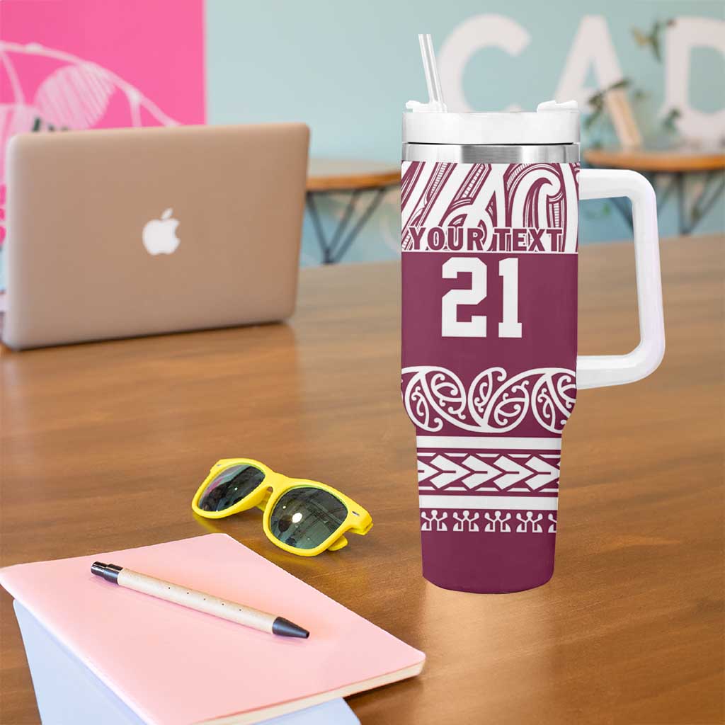 Queensland Maori Nga Hau E Wha Custom Tumbler With Handle Polynesian Maori Tribal Pattern