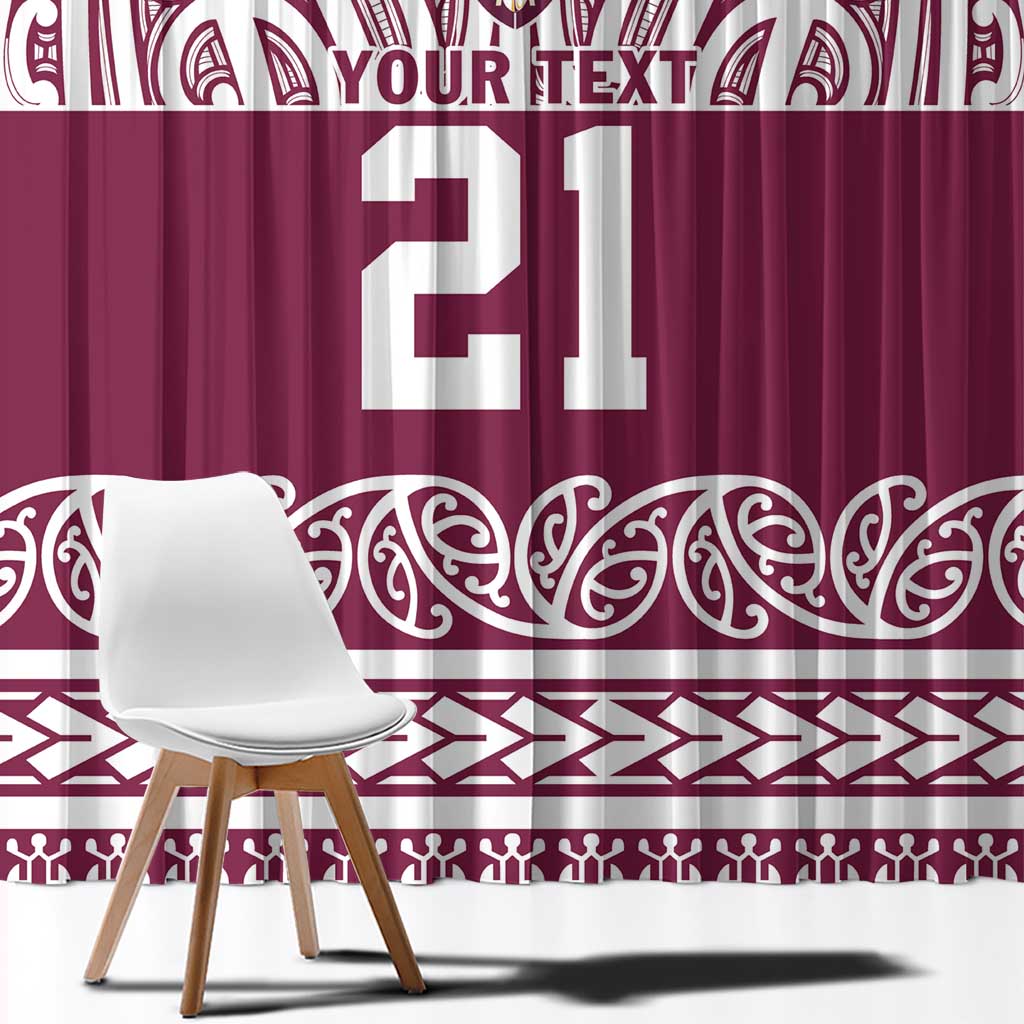 Queensland Maori Nga Hau E Wha Custom Window Curtain Polynesian Maori Tribal Pattern