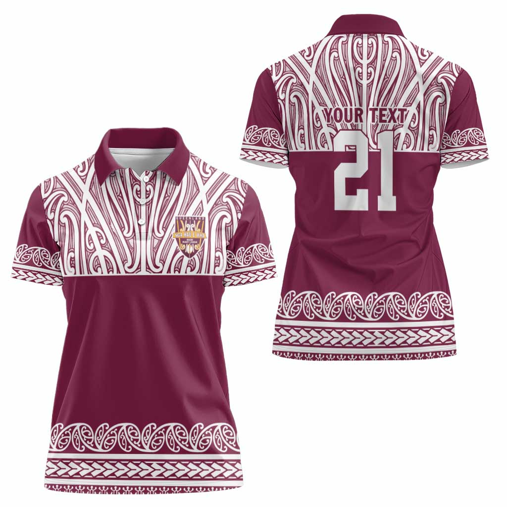 Queensland Maori Nga Hau E Wha Custom Women Polo Shirt Polynesian Maori Tribal Pattern