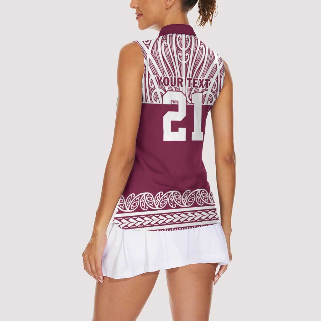 Queensland Maori Nga Hau E Wha Custom Women Sleeveless Polo Shirt Polynesian Maori Tribal Pattern