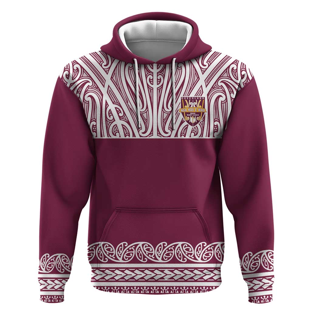 Queensland Maori Nga Hau E Wha Custom Zip Hoodie Polynesian Maori Tribal Pattern