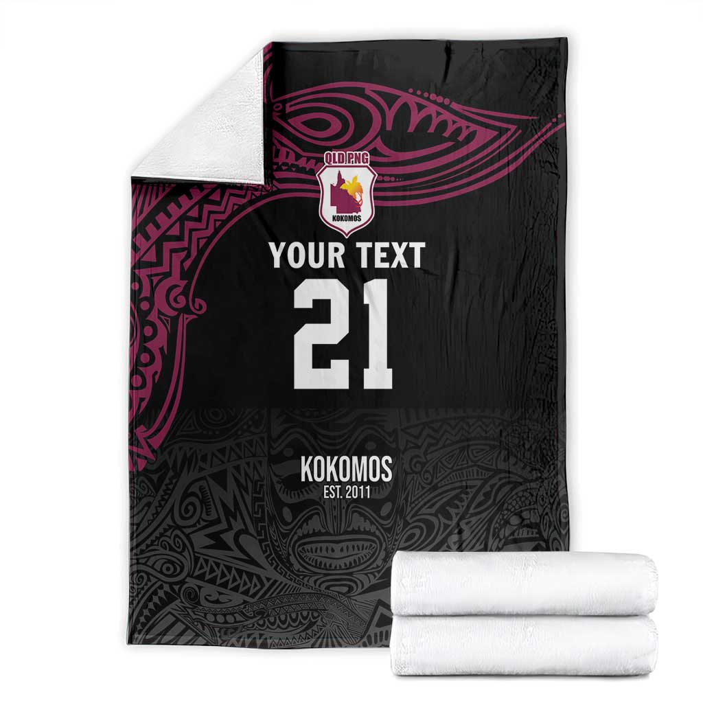 Queensland Papua New Guinea Custom Blanket All Black Pacific PNG Tribal Style