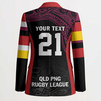 Queensland Papua New Guinea Custom Blazer All Black Pacific PNG Tribal Style - Polynesian Pride