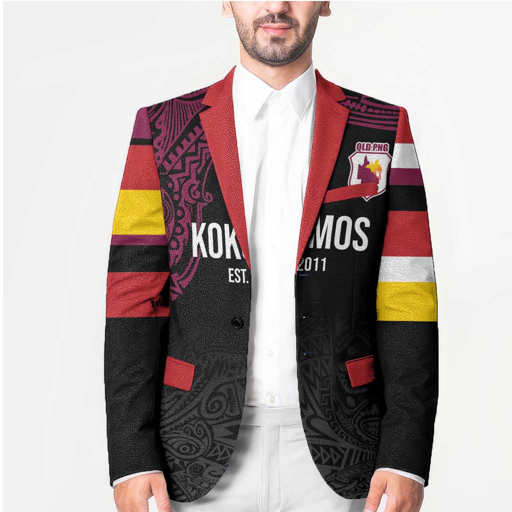 Queensland Papua New Guinea Custom Blazer All Black Pacific PNG Tribal Style - Polynesian Pride