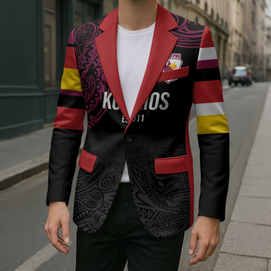 Queensland Papua New Guinea Custom Blazer All Black Pacific PNG Tribal Style - Polynesian Pride