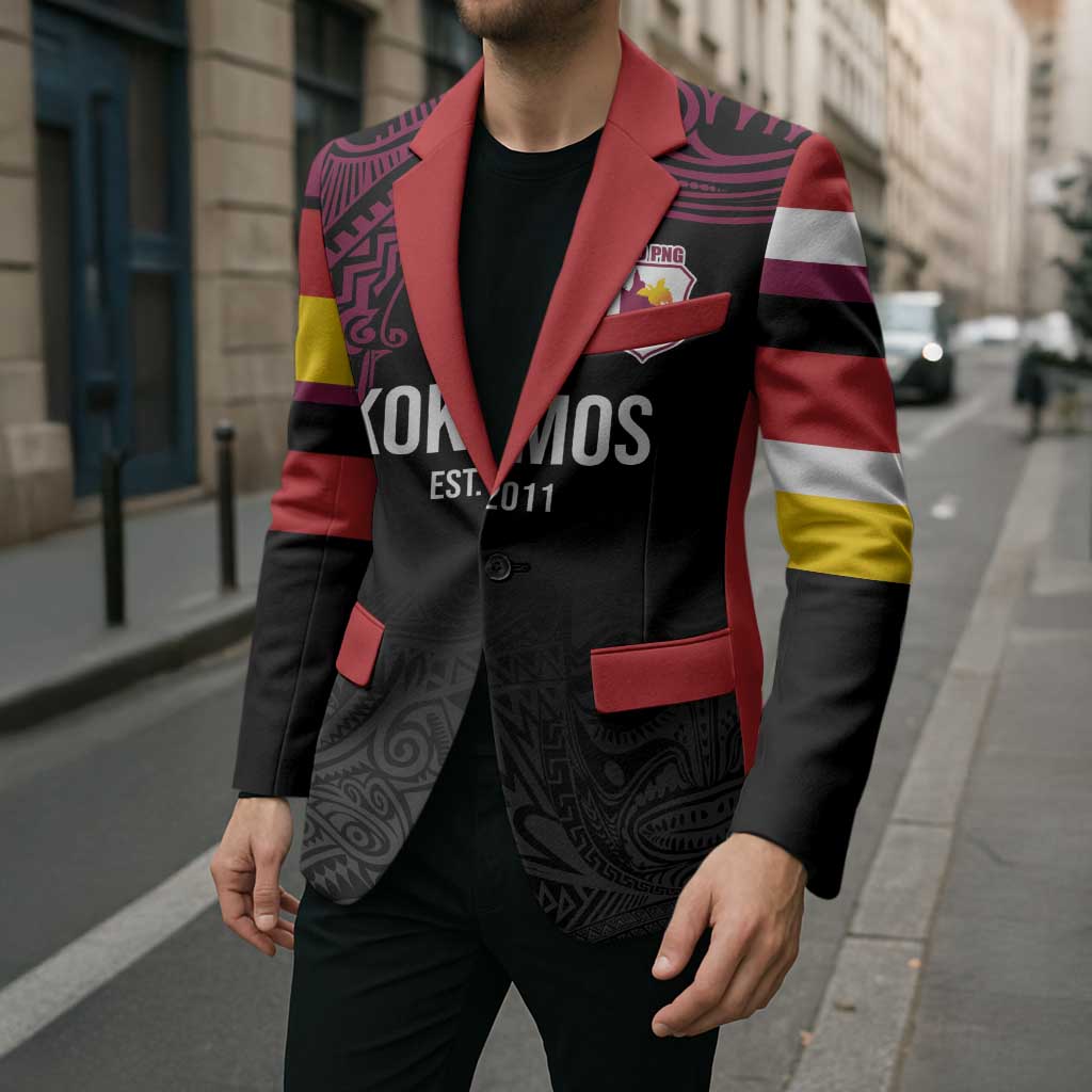 Queensland Papua New Guinea Custom Blazer All Black Pacific PNG Tribal Style - Polynesian Pride