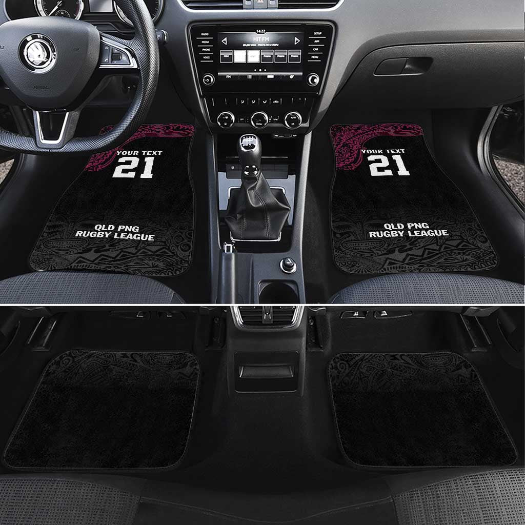Queensland Papua New Guinea Custom Car Mats All Black Pacific PNG Tribal Style
