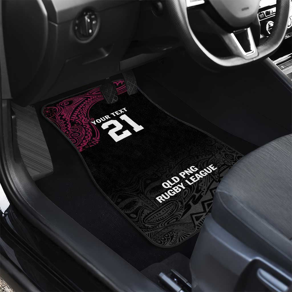 Queensland Papua New Guinea Custom Car Mats All Black Pacific PNG Tribal Style