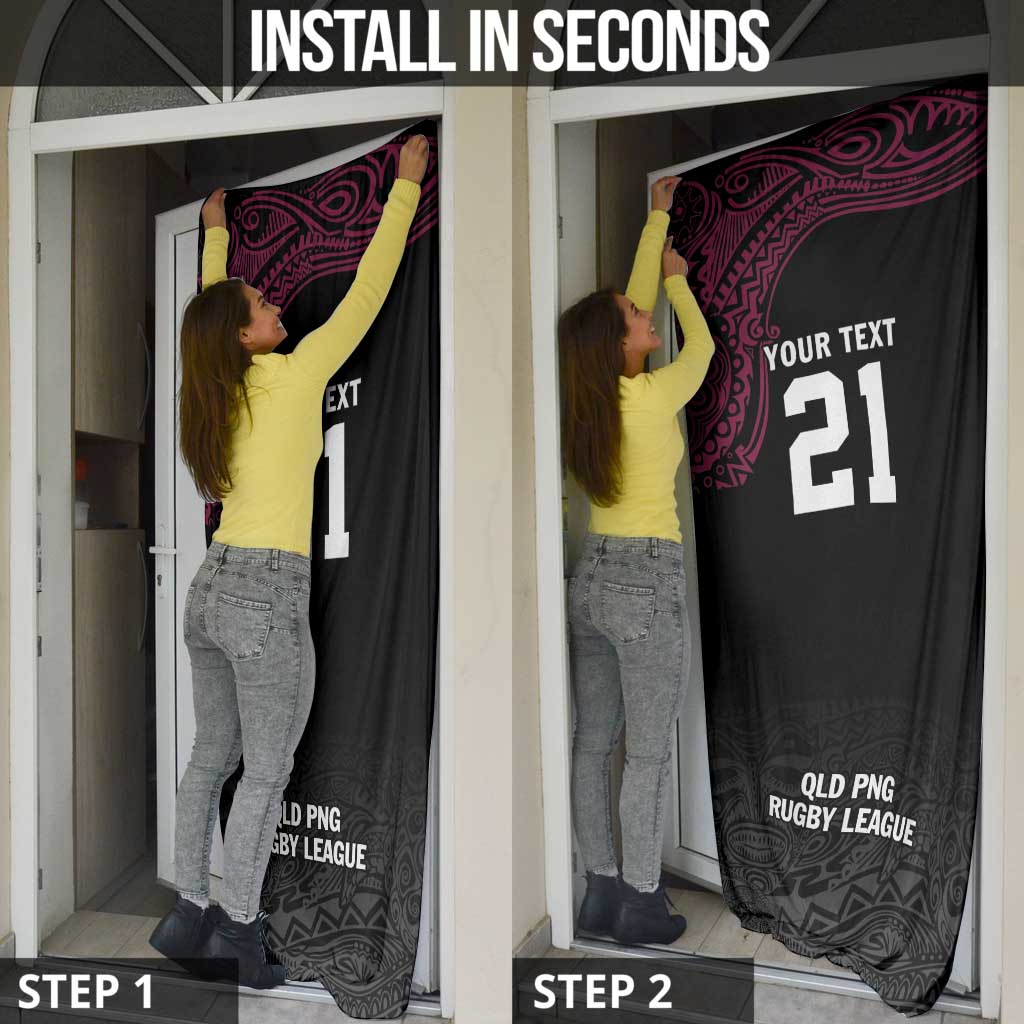 Queensland Papua New Guinea Custom Door Cover All Black Pacific PNG Tribal Style - Polynesian Pride