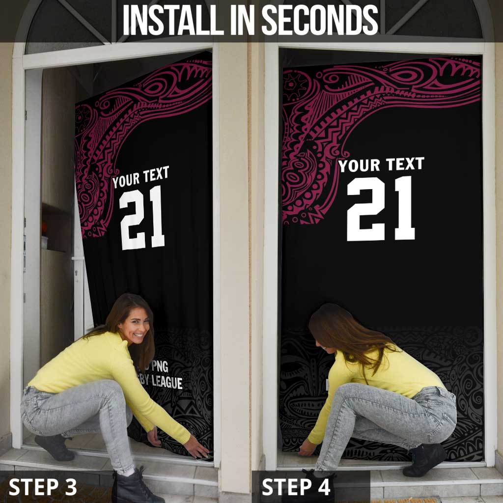 Queensland Papua New Guinea Custom Door Cover All Black Pacific PNG Tribal Style - Polynesian Pride