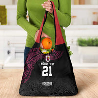 Queensland Papua New Guinea Custom Grocery Bag All Black Pacific PNG Tribal Style