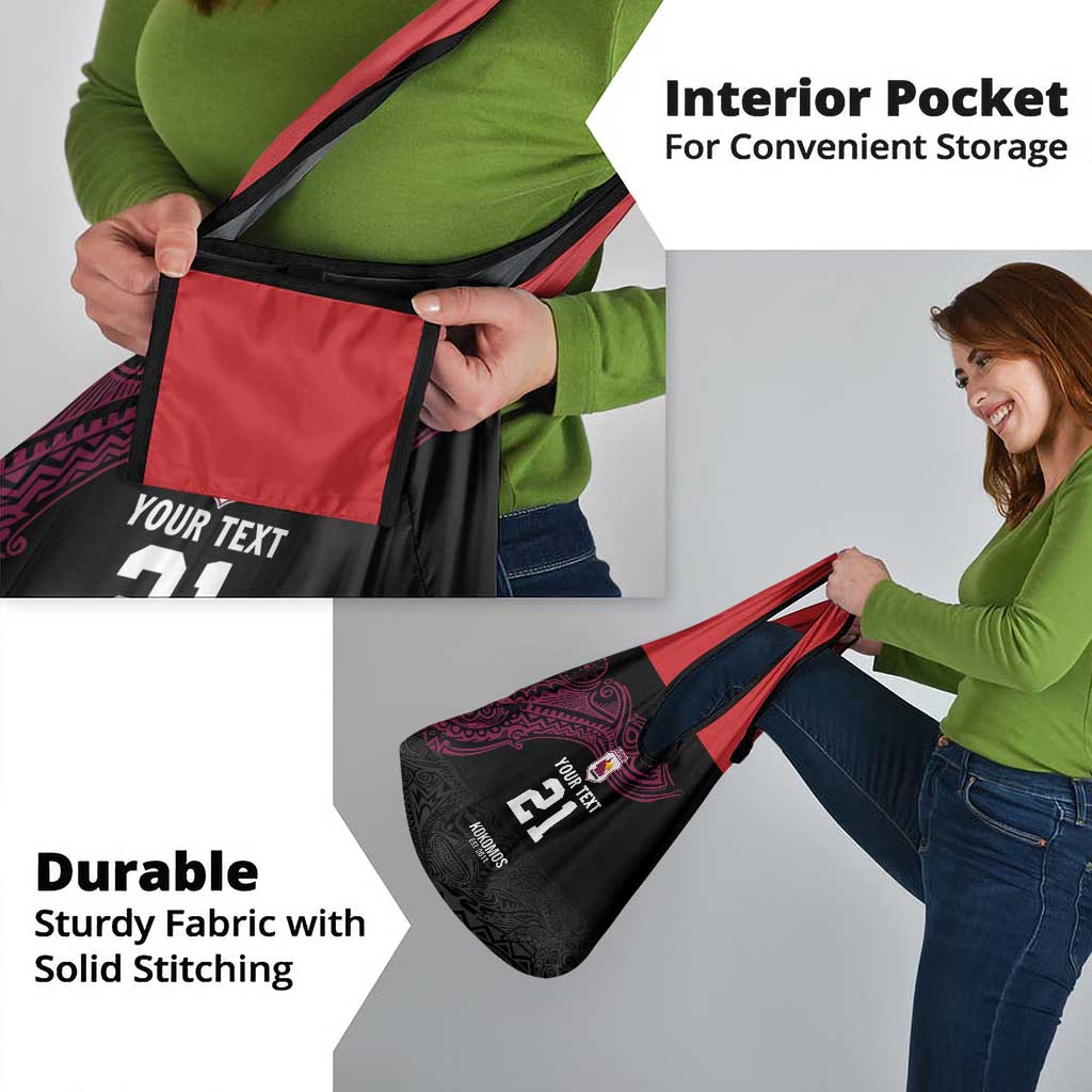 Queensland Papua New Guinea Custom Grocery Bag All Black Pacific PNG Tribal Style