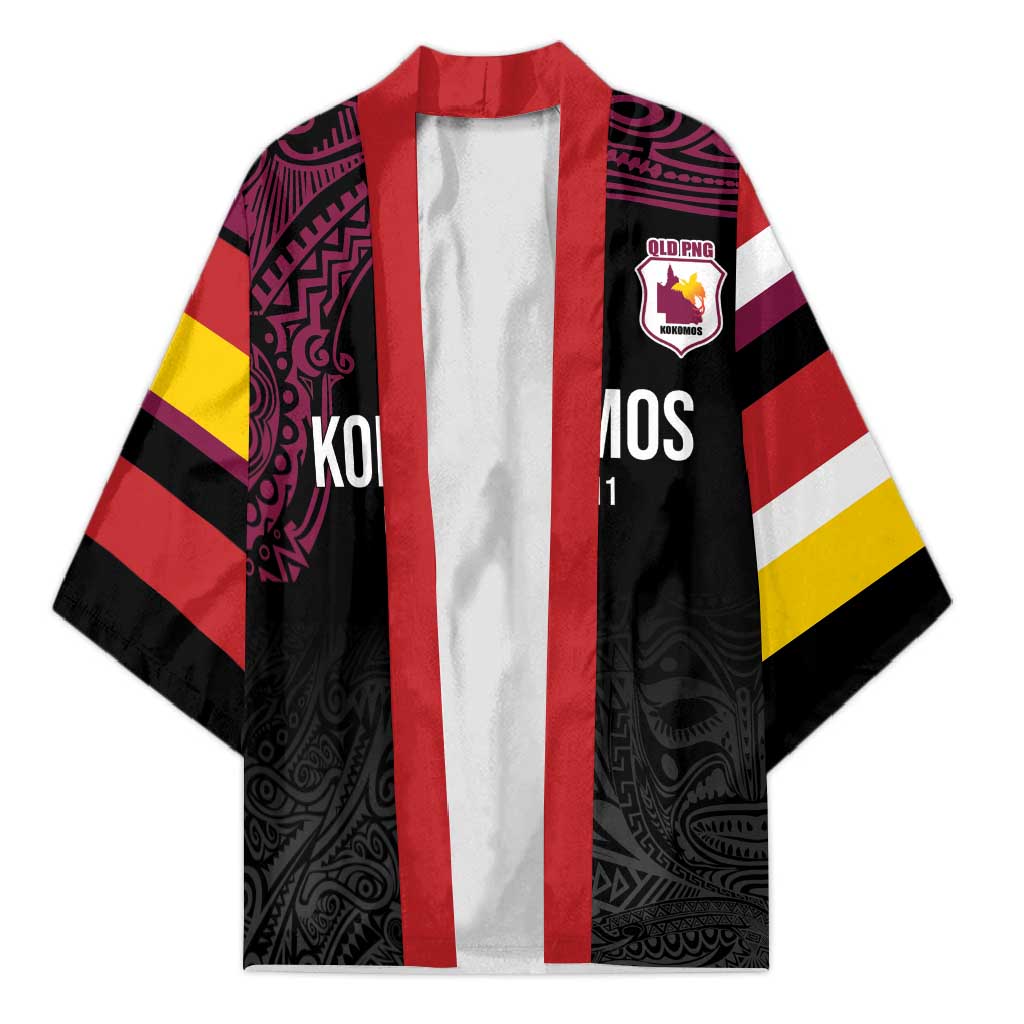 Queensland Papua New Guinea Custom Kimono All Black Pacific PNG Tribal Style - Polynesian Pride