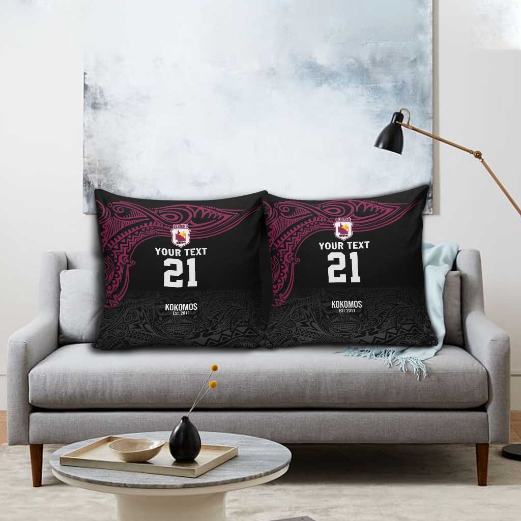 Queensland Papua New Guinea Custom Pillow Cover All Black Pacific PNG Tribal Style - Polynesian Pride