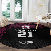 Queensland Papua New Guinea Custom Round Carpet All Black Pacific PNG Tribal Style