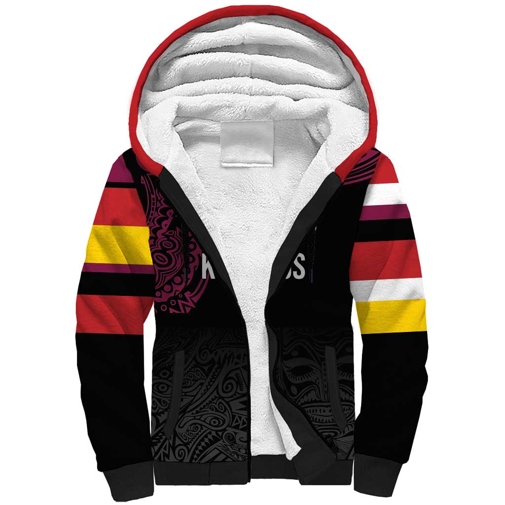 Queensland Papua New Guinea Custom Sherpa Hoodie All Black Pacific PNG Tribal Style LT9 Unisex Black - Polynesian Pride