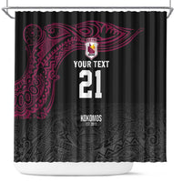 Queensland Papua New Guinea Custom Shower Curtain All Black Pacific PNG Tribal Style