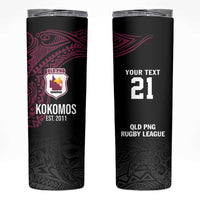 Queensland Papua New Guinea Custom Skinny Tumbler All Black Pacific PNG Tribal Style