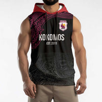 Queensland Papua New Guinea Custom Sleeveless Hoodie All Black Pacific PNG Tribal Style - Polynesian Pride