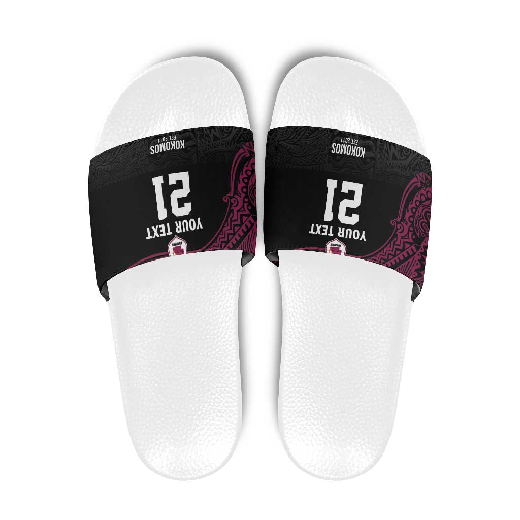 Queensland Papua New Guinea Custom Slide Sandals All Black Pacific PNG Tribal Style - Polynesian Pride