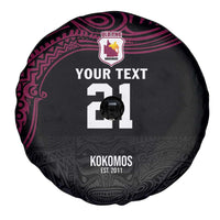 Queensland Papua New Guinea Custom Spare Tire Cover All Black Pacific PNG Tribal Style