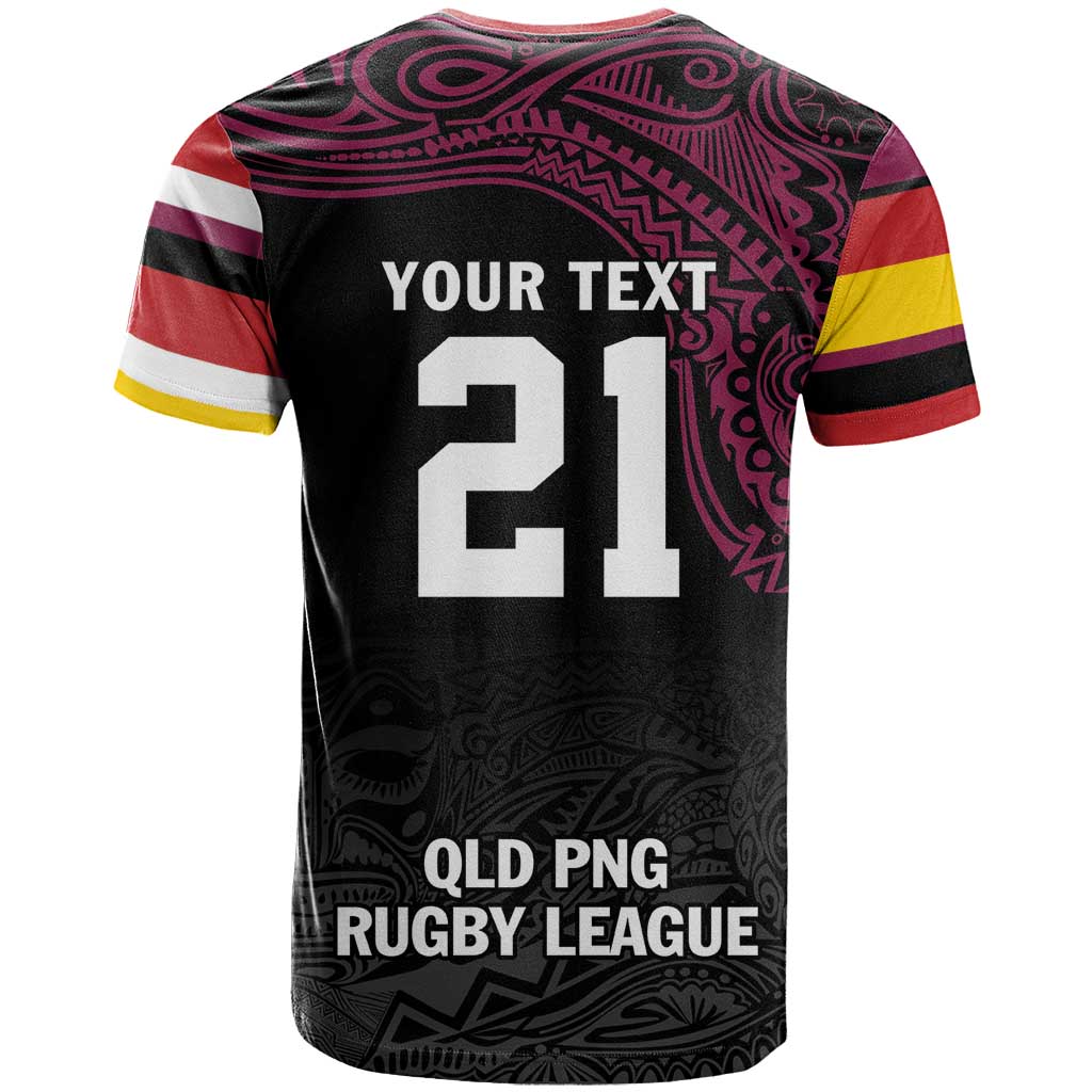 Queensland Papua New Guinea Custom T Shirt All Black Pacific PNG Tribal Style