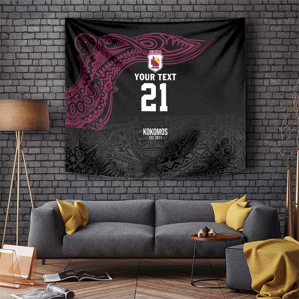 Queensland Papua New Guinea Custom Tapestry All Black Pacific PNG Tribal Style