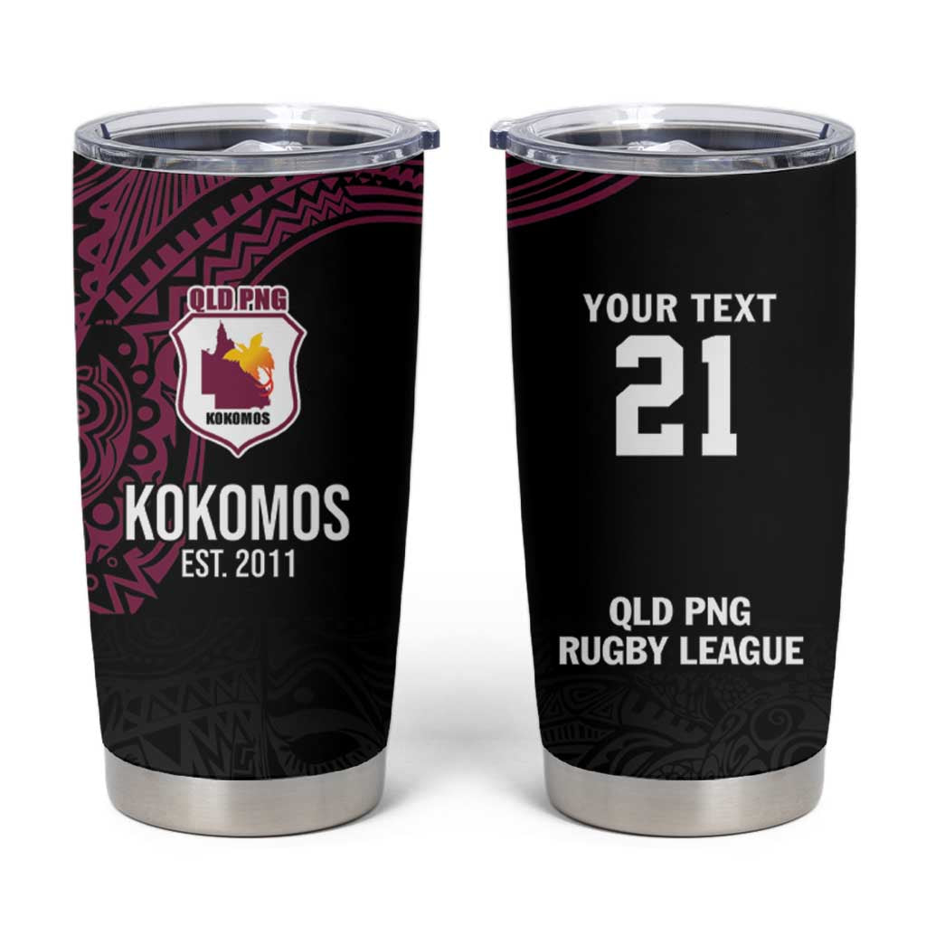 Queensland Papua New Guinea Custom Tumbler Cup All Black Pacific PNG Tribal Style