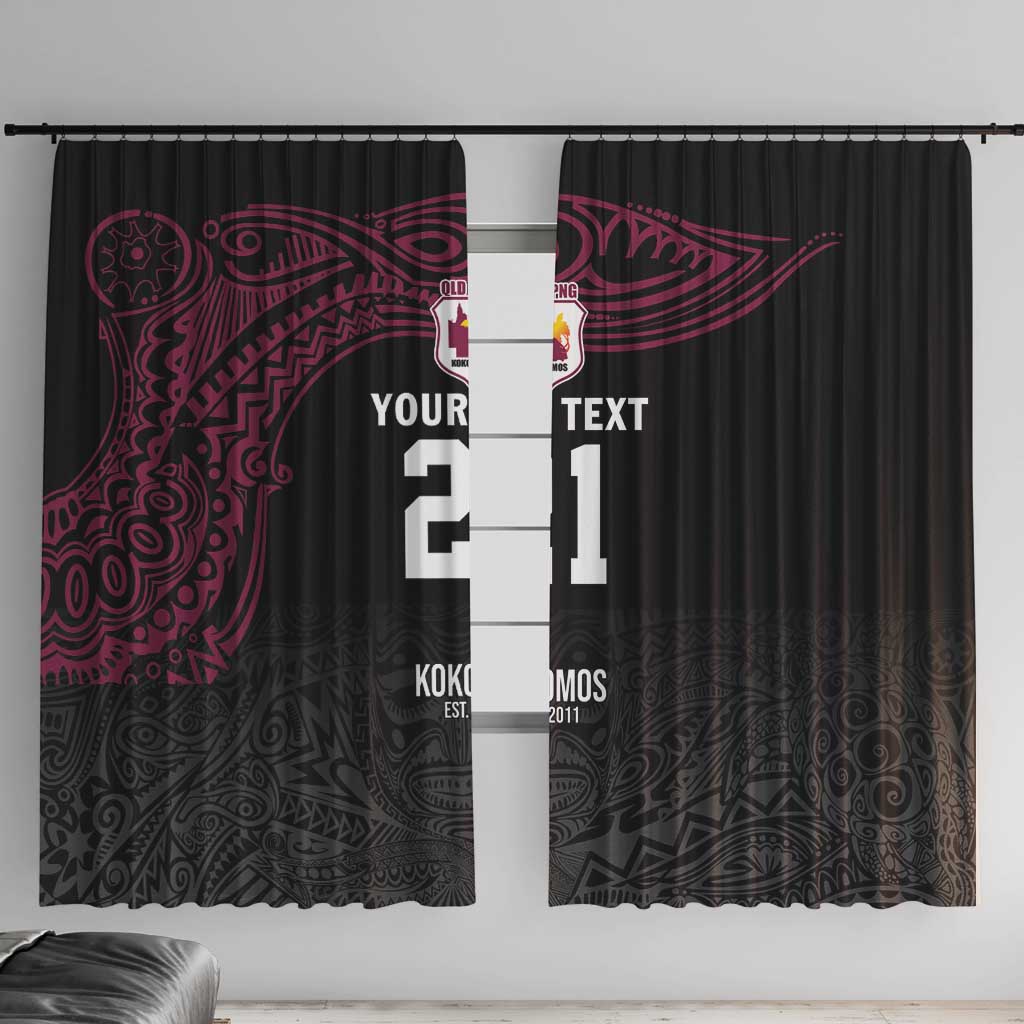 Queensland Papua New Guinea Custom Window Curtain All Black Pacific PNG Tribal Style