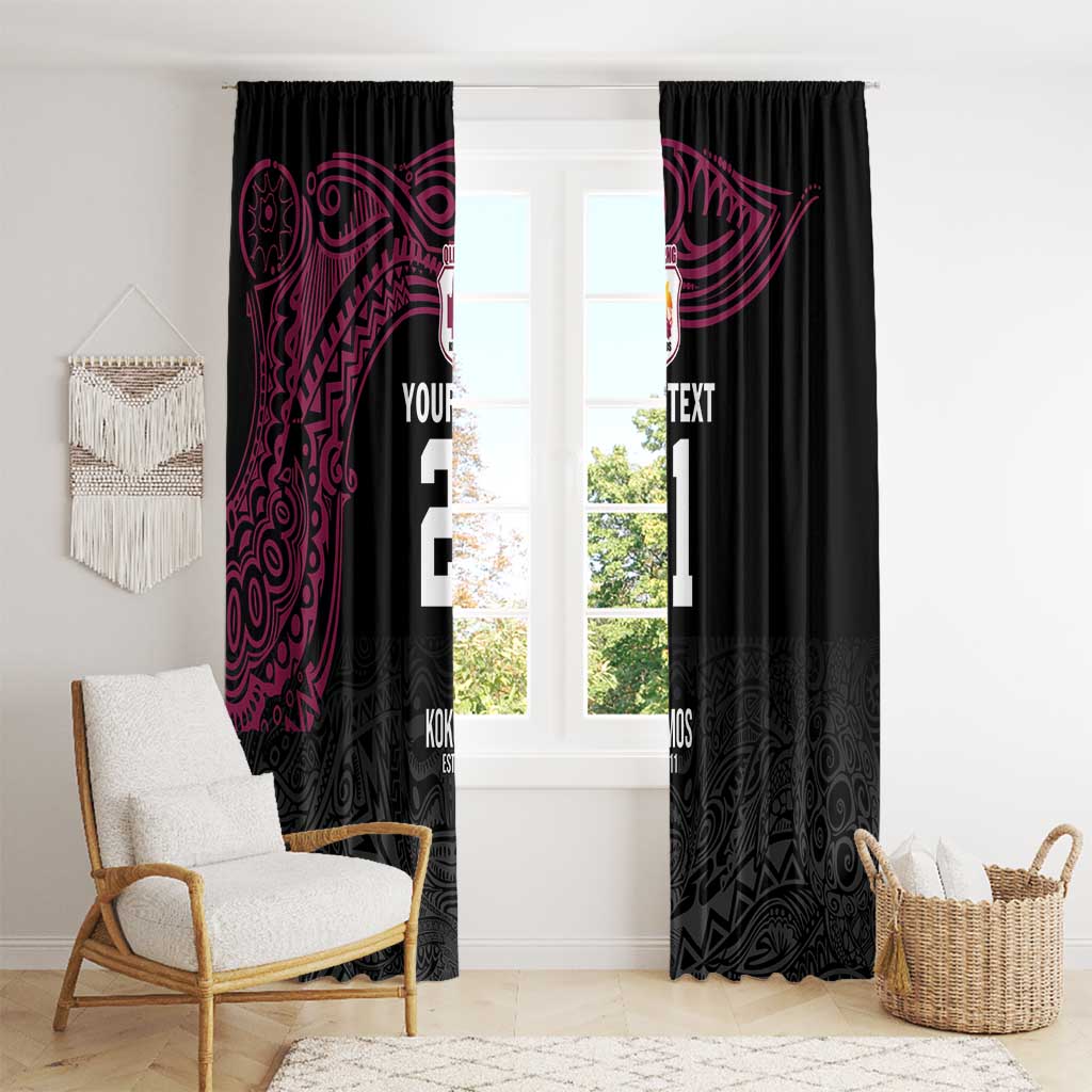 Queensland Papua New Guinea Custom Window Curtain All Black Pacific PNG Tribal Style