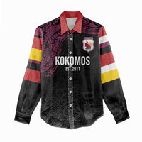 Queensland Papua New Guinea Custom Women Casual Shirt All Black Pacific PNG Tribal Style