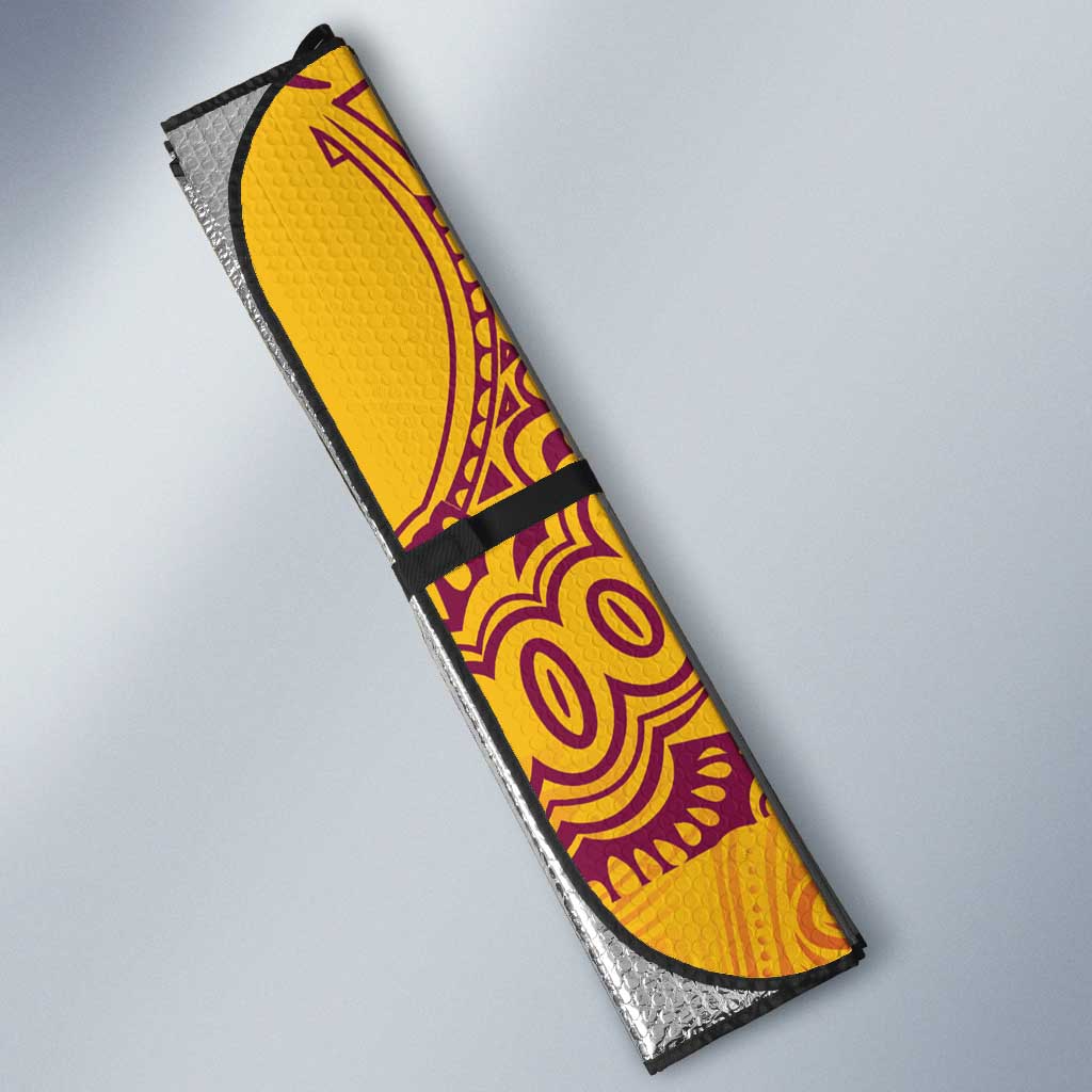 Queensland Papua New Guinea Custom Auto Sun Shade All Gold Pacific PNG Tribal Style - Polynesian Pride