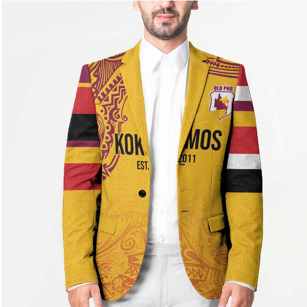 Queensland Papua New Guinea Custom Blazer All Gold Pacific PNG Tribal Style - Polynesian Pride