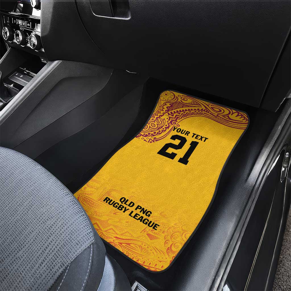 Queensland Papua New Guinea Custom Car Mats All Gold Pacific PNG Tribal Style LT9 - Polynesian Pride
