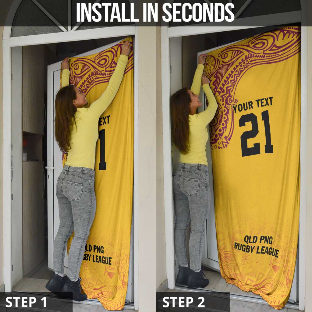 Queensland Papua New Guinea Custom Door Cover All Gold Pacific PNG Tribal Style - Polynesian Pride