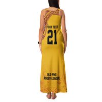 Queensland Papua New Guinea Custom Family Matching Tank Maxi Dress and Hawaiian Shirt All Gold Pacific PNG Tribal Style
