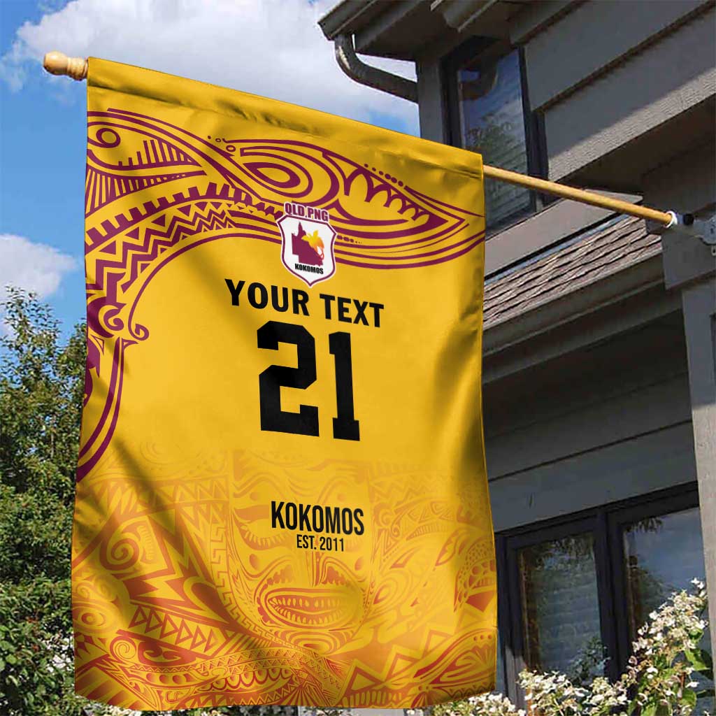 Queensland Papua New Guinea Custom Garden Flag All Gold Pacific PNG Tribal Style