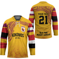 Queensland Papua New Guinea Custom Hockey Jersey All Gold Pacific PNG Tribal Style - Polynesian Pride